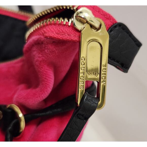 Hot Pink Juicy Couture Purse Zip Top Bag Handbag Y2K Velour Vintage - Picture 12 of 16